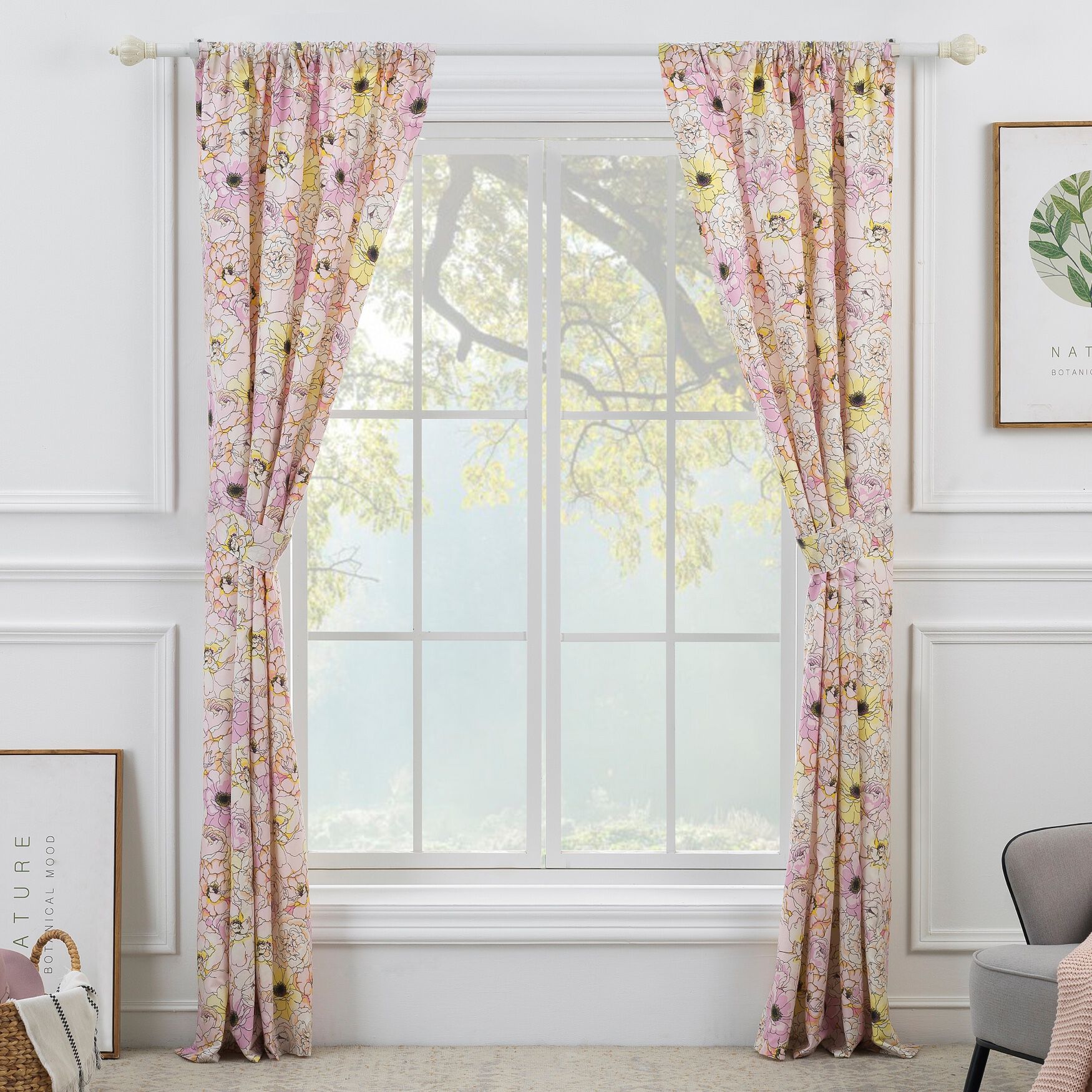 Misty Bloom Window Curtain Panels, Set of 2, 84 inches, , alternate image number 4