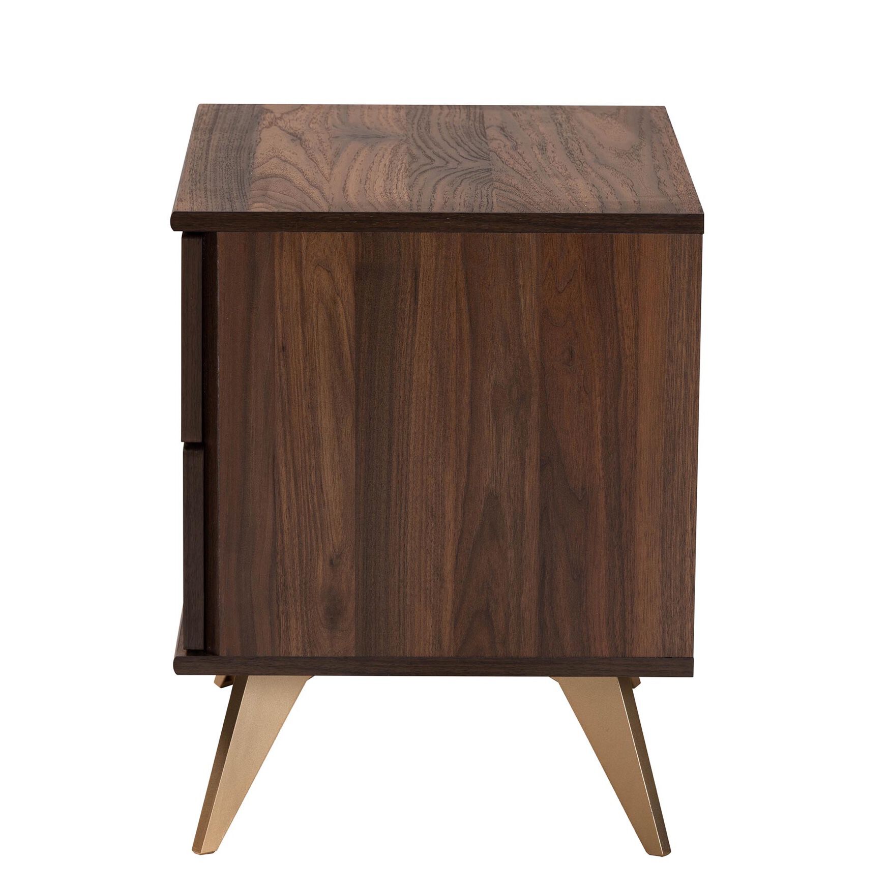 Graceland Mid-Century Modern Transitional Walnut Brown Finished Wood 2-Drawer Nightstand, , alternate image number 3