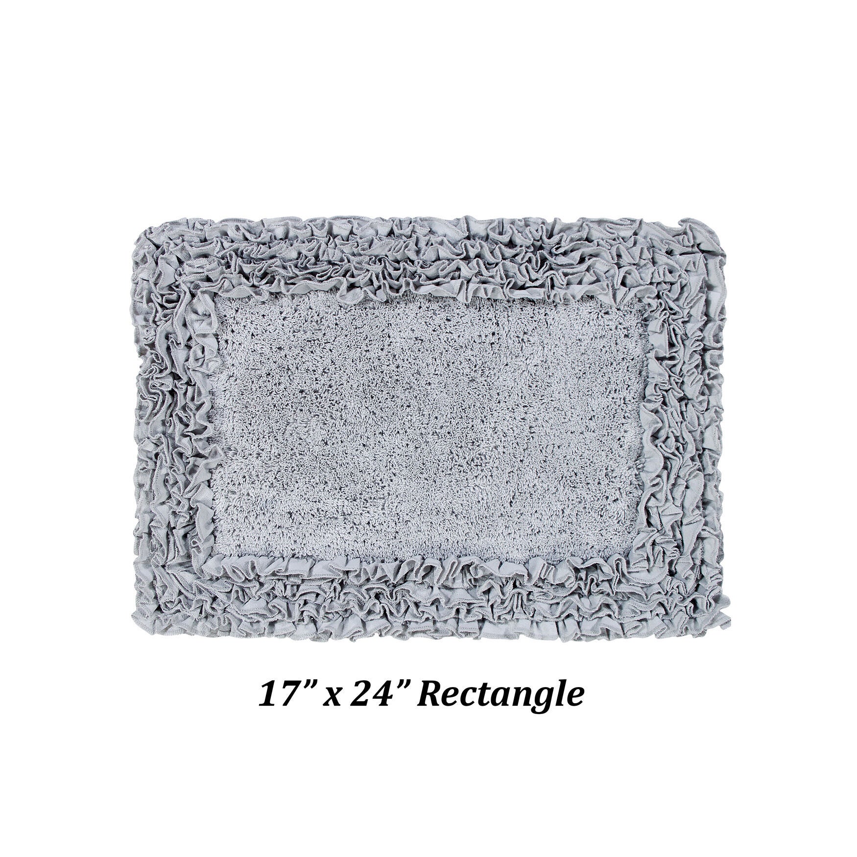 Shaggy Border Bath Rug Mat, 17 inches X 24 inches, SILVER, hi-res image number 0