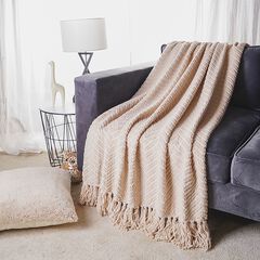 Battilo Home Boon Knitted Tweed Throw Couch Cover Blanket