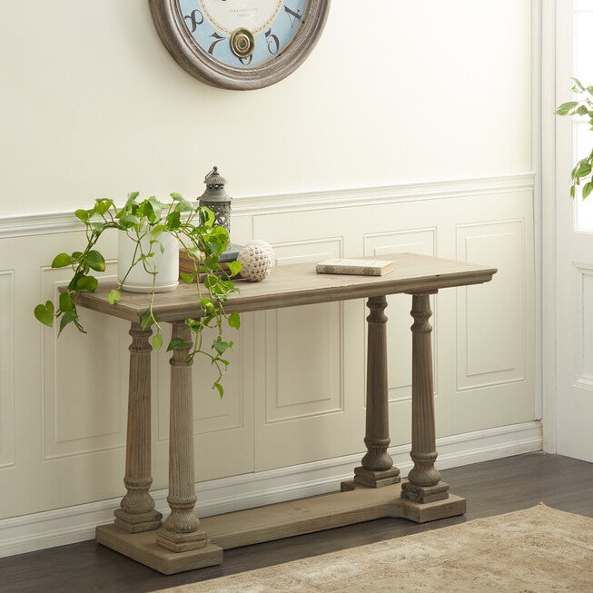 Light Brown Rustic Wood Console Table, 30 x 52, , alternate image number null