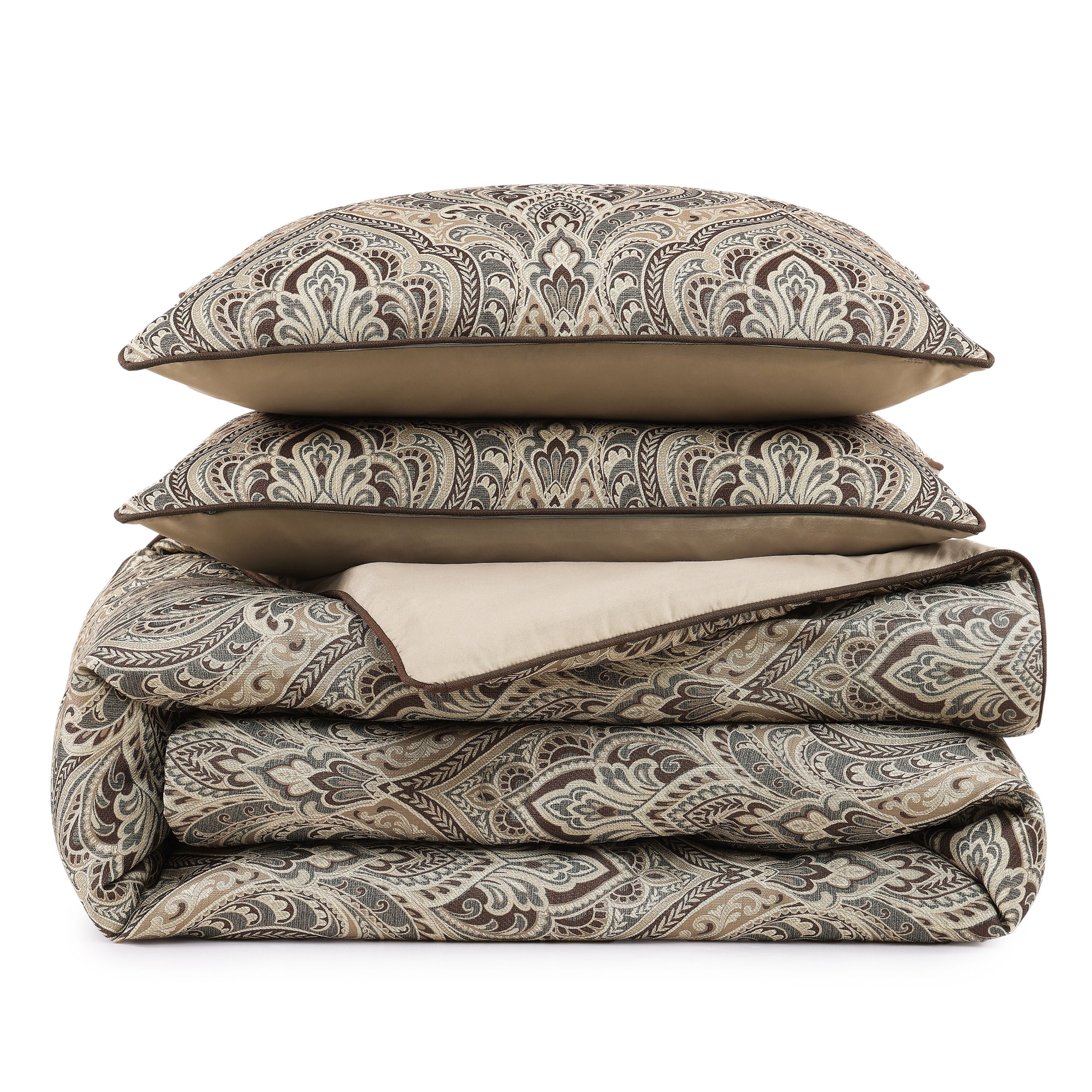 Maren 3 Piece Comforter Set, CHOCOLATE, alternate image number 3