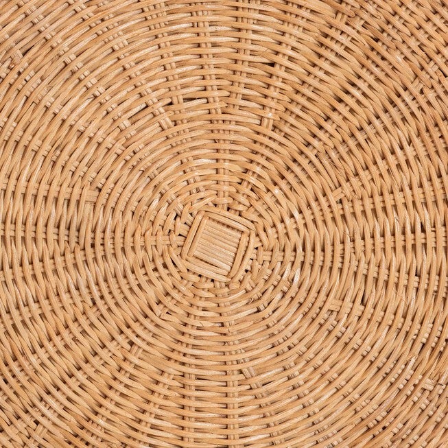 Palm Scallop Natural Rattan Ottoman, 26 inches Round, LIGHT HONEY, alternate image number 4