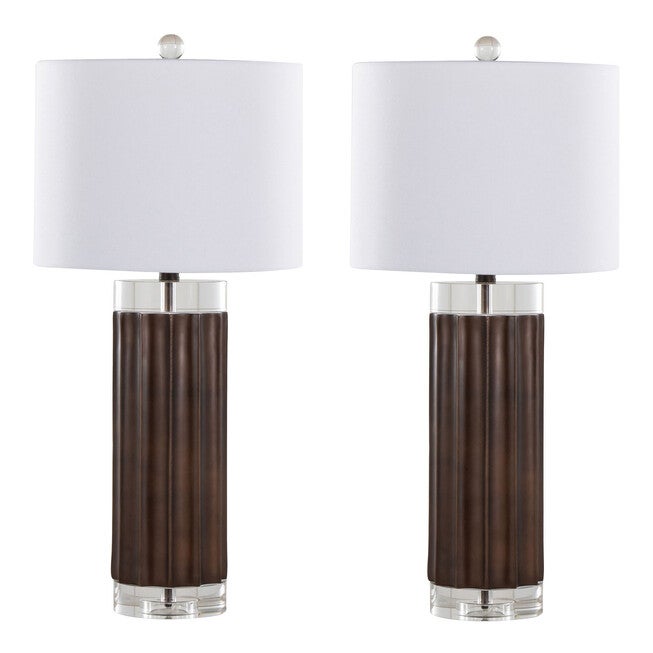 Cylinder Fluted 29.25 inches Polyresin Table Lamp - Set Of 2, , on-hover image number 1