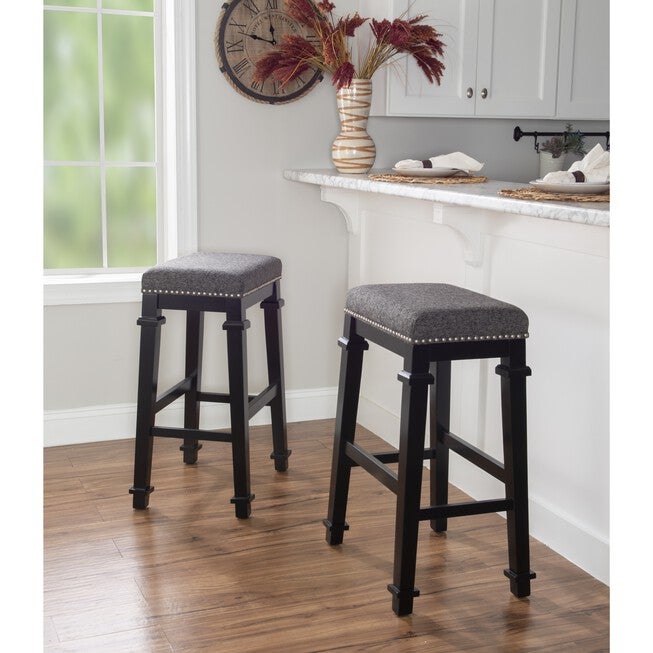 Kennedy Black Tweed Backless Bar Stool Backless Stools, , alternate image number 7