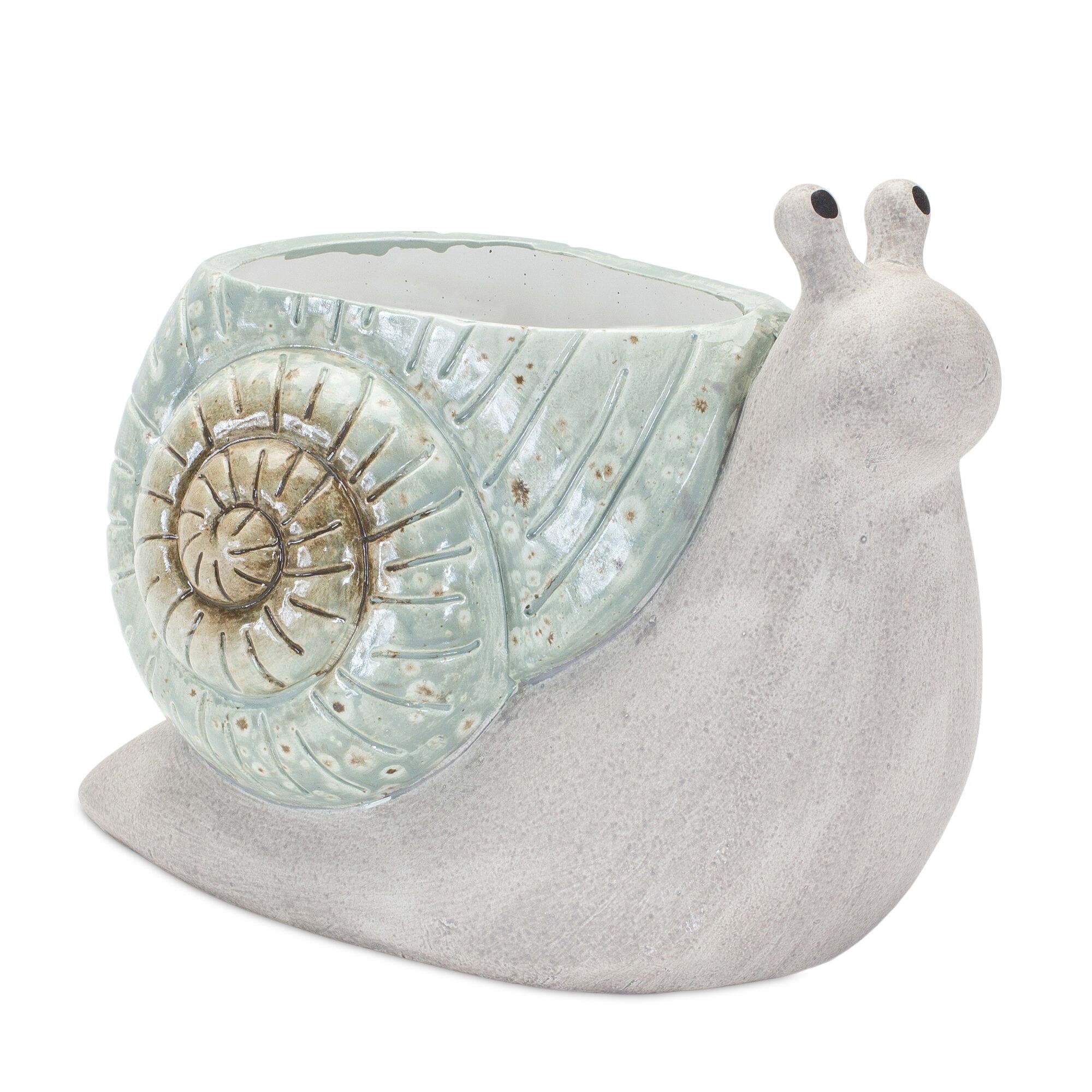 Snail Planter (Set of 2) 8.25 inchesL x 6.5 inchesH, 7.25 inchesL x 7 inchesH Terra Cotta, BLUE GREY, alternate image number 1