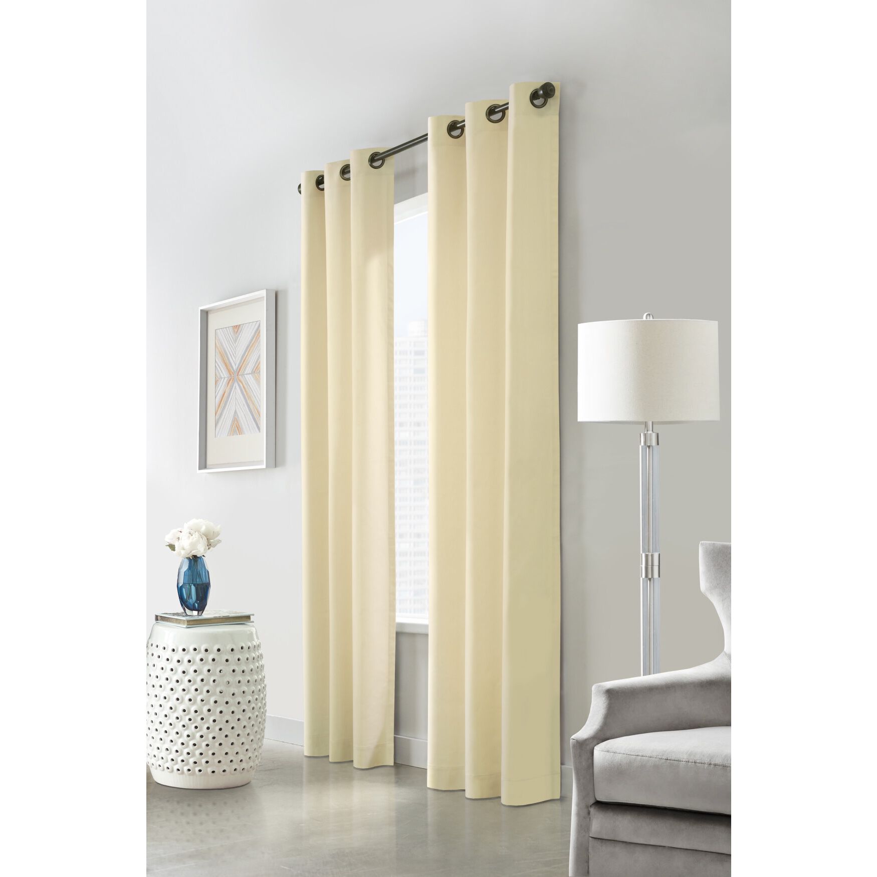 Weathermate Room Darkening Grommet Curtain Panel Pair, NATURAL, hi-res image number 0