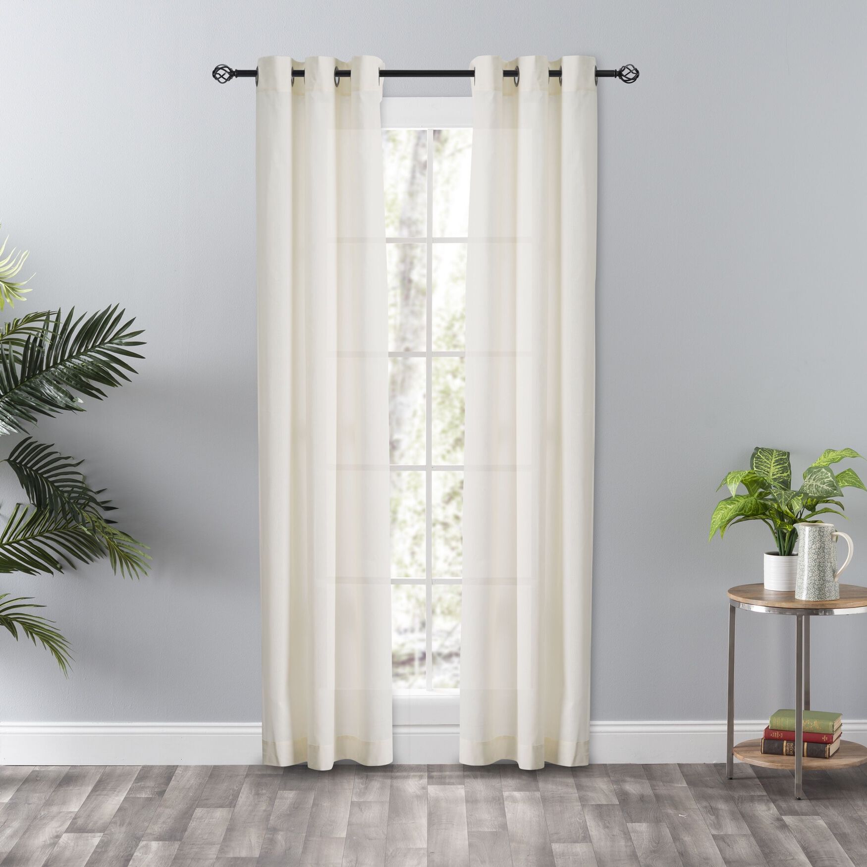 Serenity Curtain Grommet Panel Pair, NATURAL, hi-res image number 0