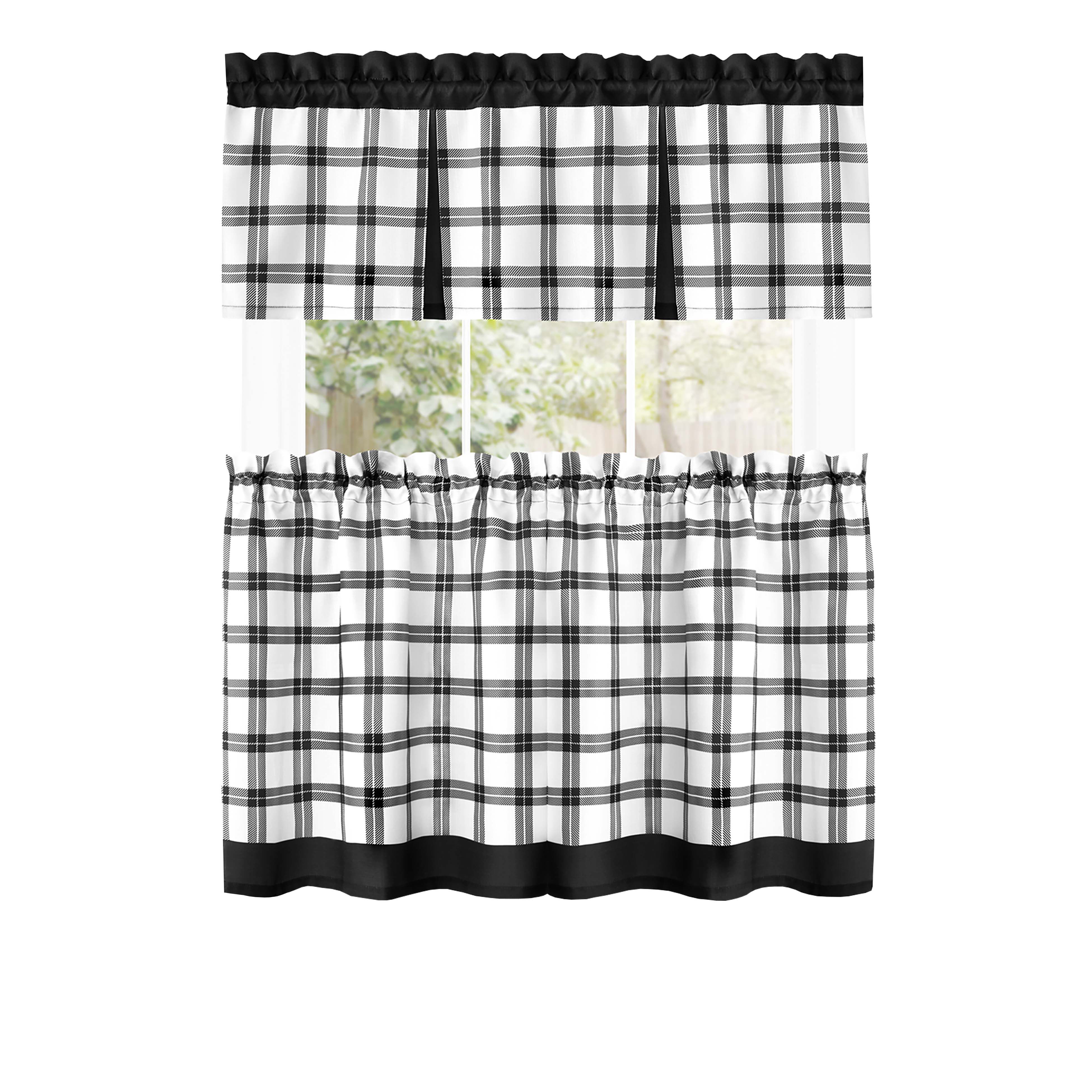 Tate Tier and Valance Window Curtain Set, BLACK, alternate image number 2