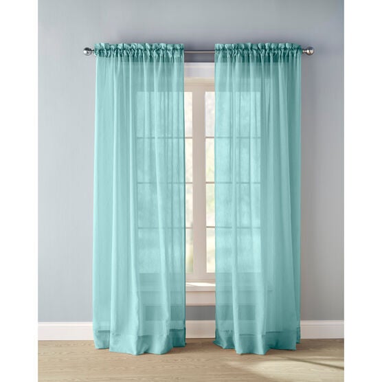 BH Studio Crushed Voile Rod-Pocket Panel, AQUA BLUE, hi-res image number null