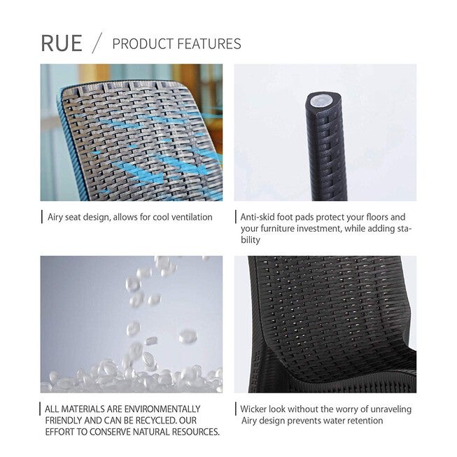 Set of 4 Rue Stackable Outdoor Dining Chairs, BROWN, alternate image number 3