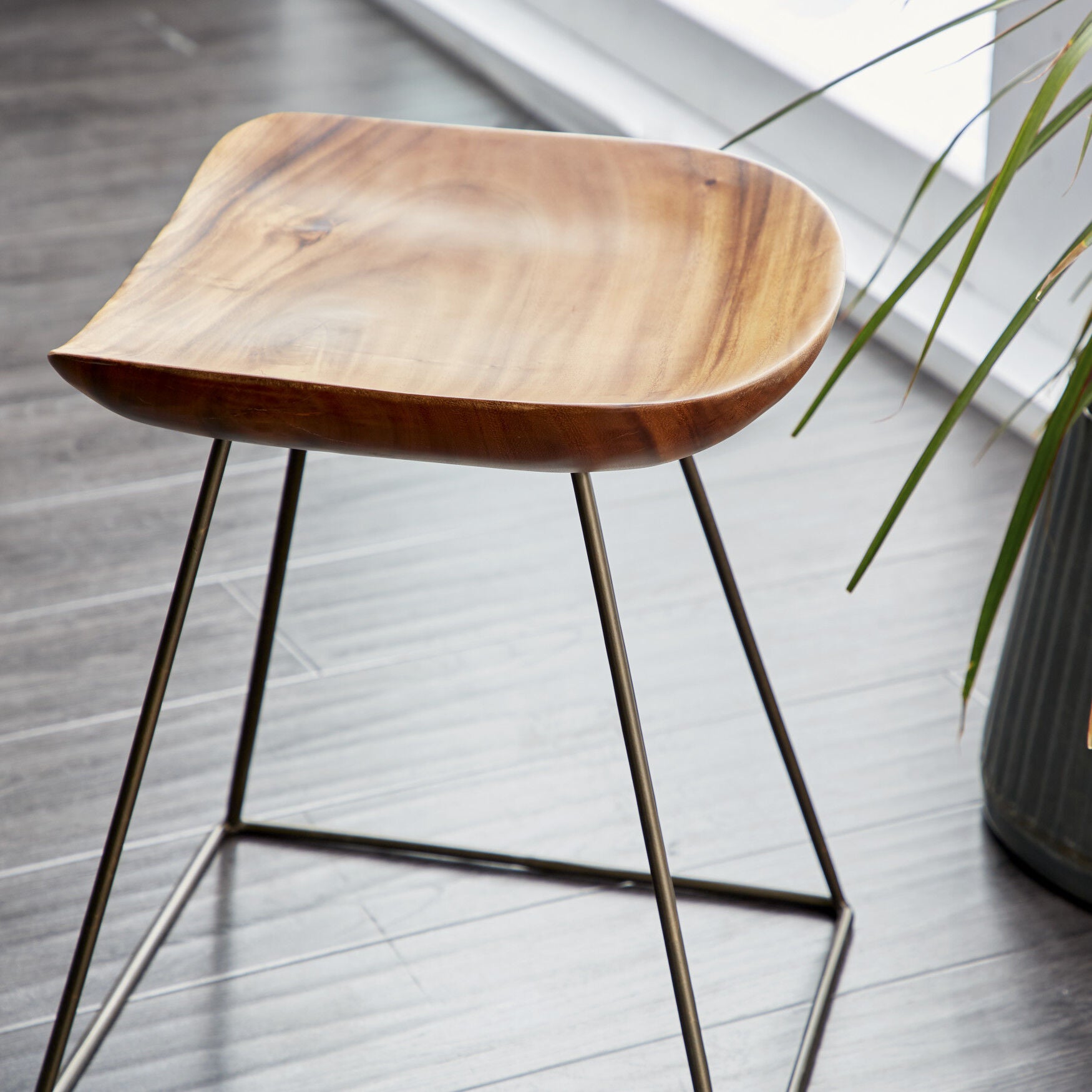 Brown Iron Rustic Stool, , alternate image number 3