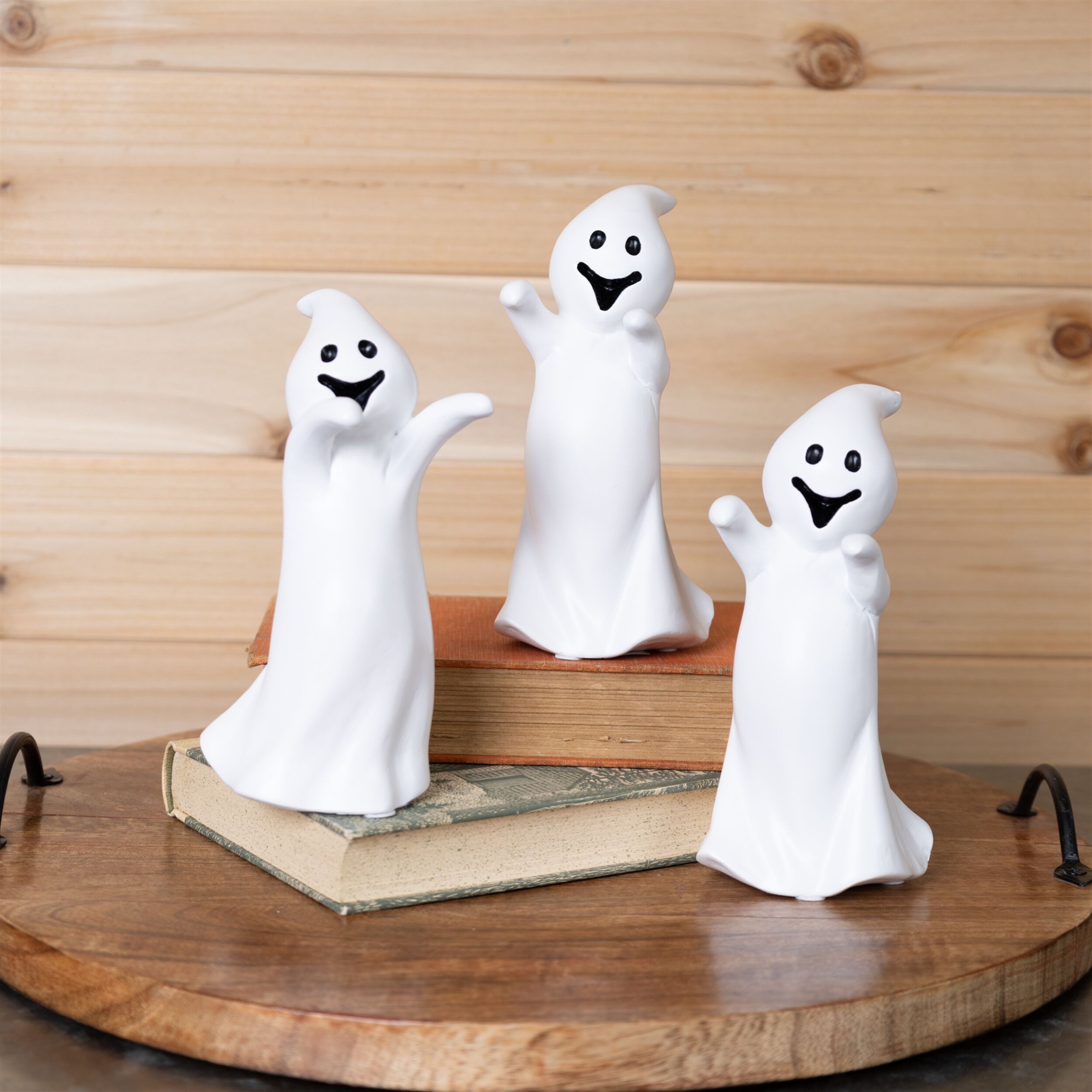 Spooky Ghost Figurine (Set of 3), WHITE, alternate image number 1