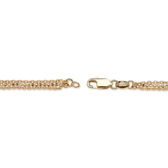 Yellow Gold over Sterling Silver Ankle Bracelet (1mm), 10 inches, , on-hover image number 1