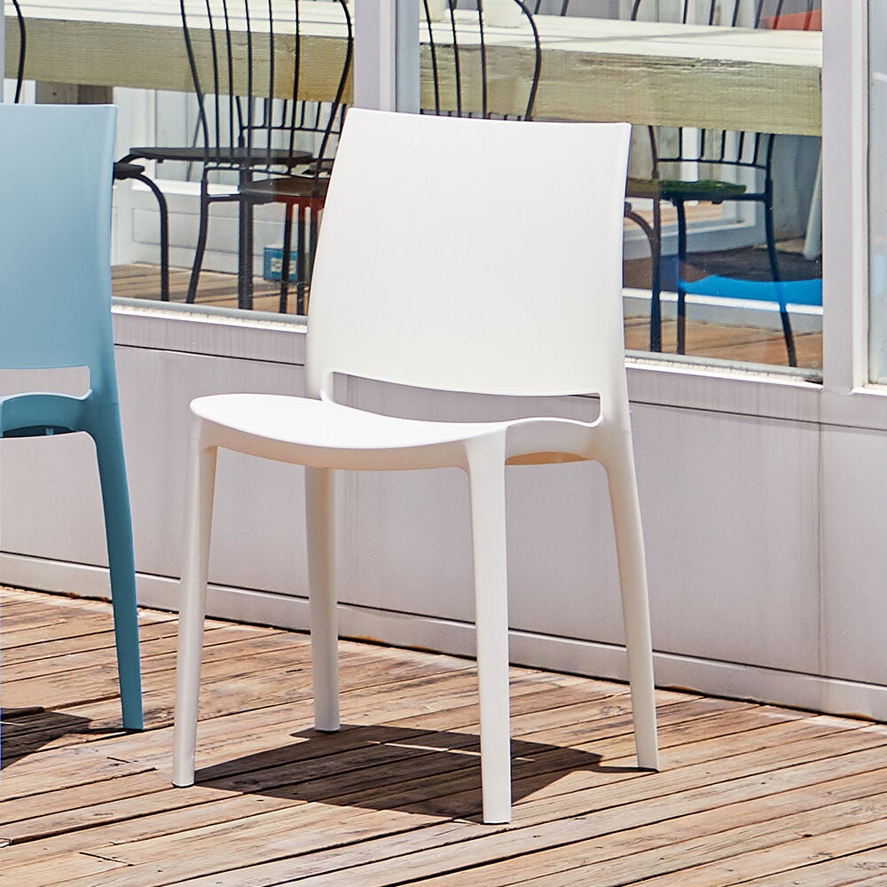 Set of 2 Sensilla Stackable Outdoor Dining Chairs, WHITE, hi-res image number 0