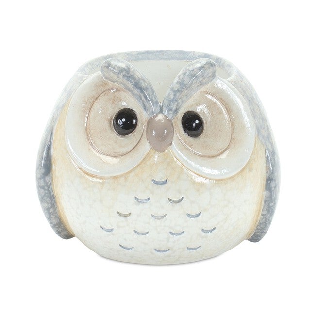 Whimsical Pastel Terra Cotta Owl Figurine (Set of 12), BLUE PINK GREY, alternate image number null