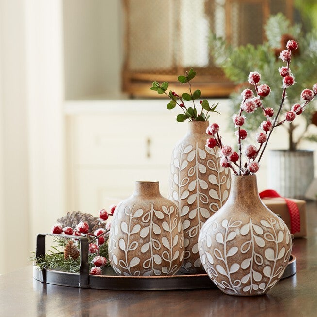 Vase (Set of 3) 5.25 inchesH, 6 inchesH, 8.75 inchesH Resin, BROWN/WHITE, alternate image number null