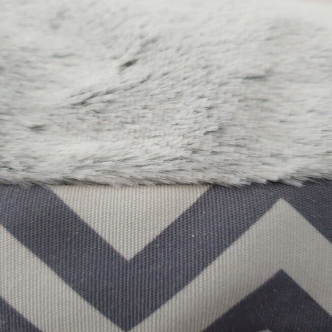 Chevron poly-cotton bolster with detachable faux fur cushion Large Size, , alternate image number null