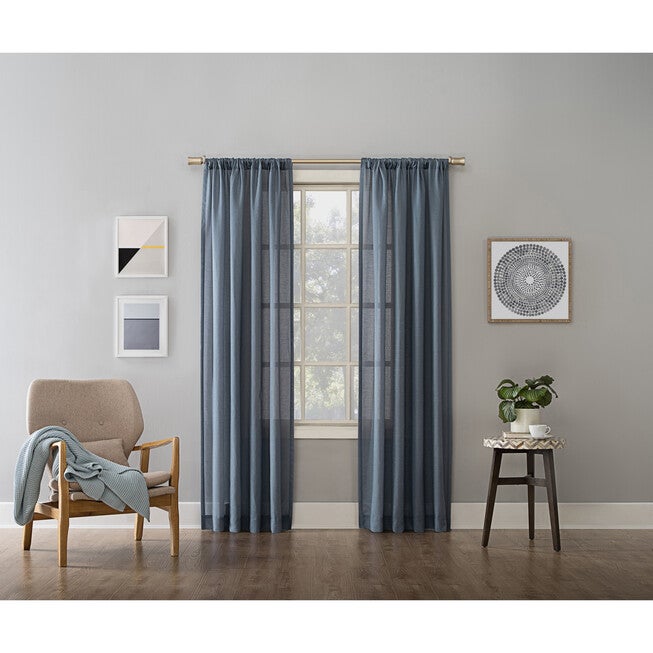 Maranda Linen Blend Rod-Pocket Panel, DENIM, hi-res image number null