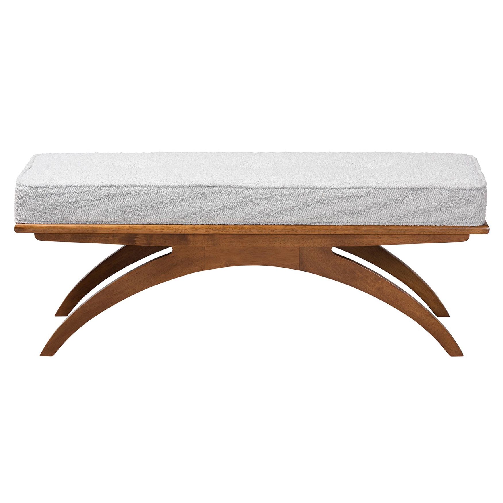 Orella Japandi Cream Boucle Fabric And Walnut Brown Finished Wood Bench, , alternate image number 7