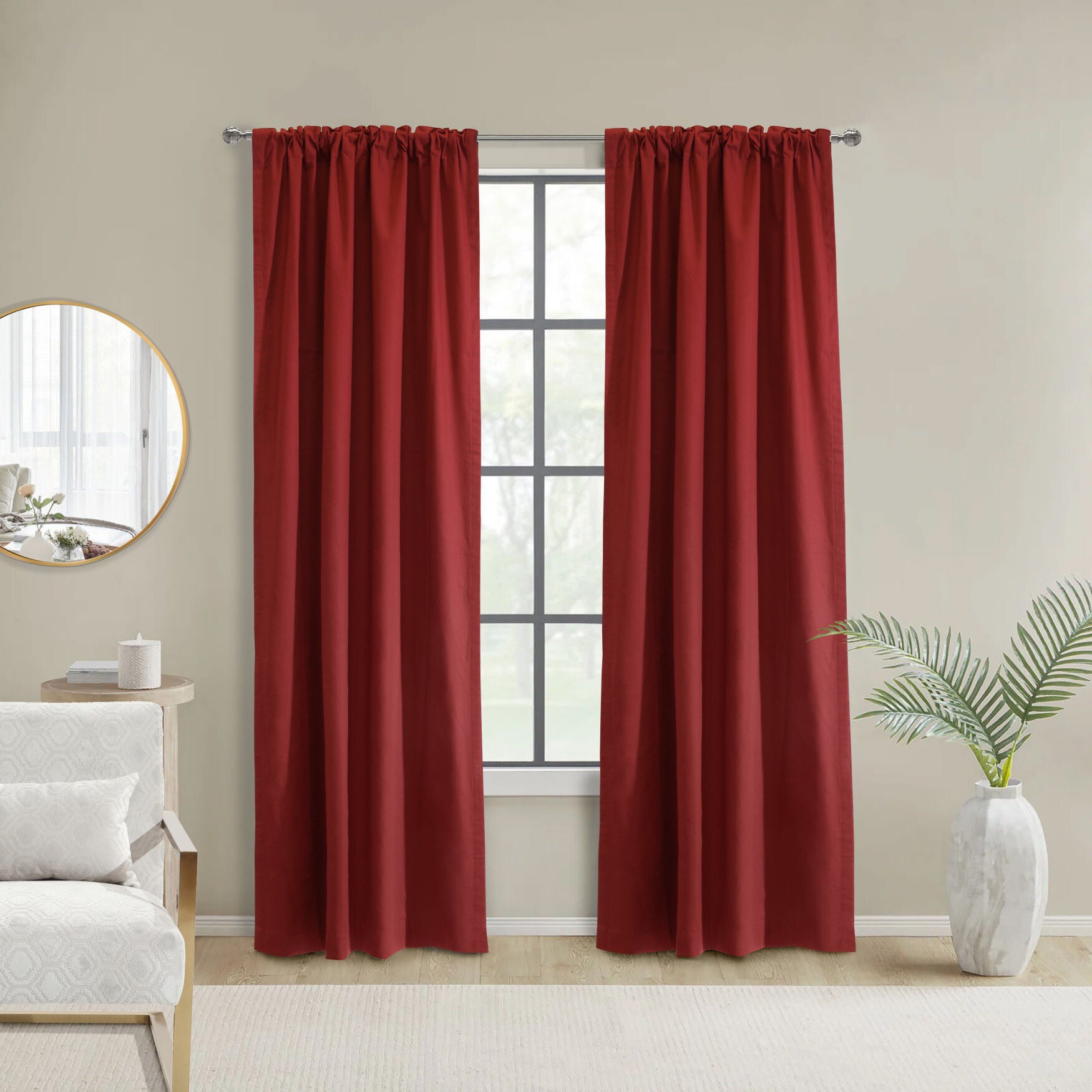 Weathermate Topsions Room Darkening Curtain Panel Pair, BURGUNDY, hi-res image number 0