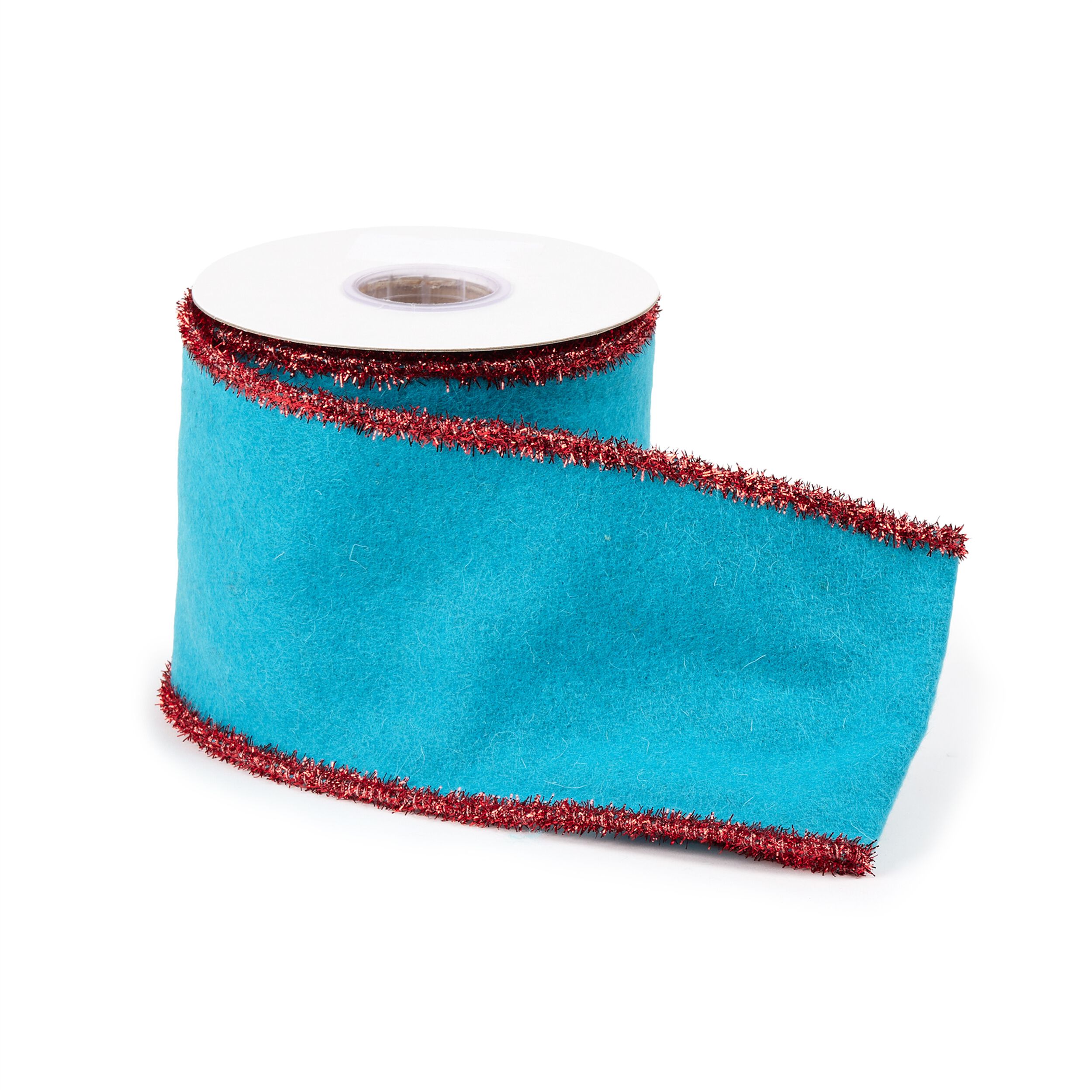 Blue Wool and Red Wired Ribbon (Set of 2), BLUE RED, alternate image number 2