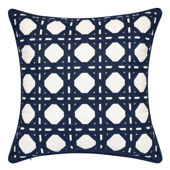 Indoor & Outdoor Rattan Geometric Decorative Pillow, NAVY, hi-res image number null