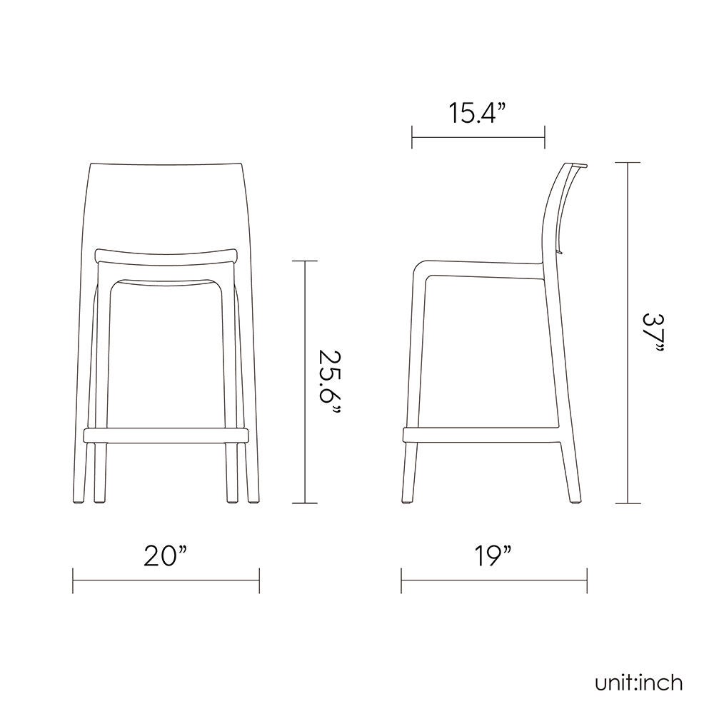 SET OF 2 SENSILLA OUTDOOR STACKABLE COUNTER STOOLS, COLD GREY, alternate image number 4