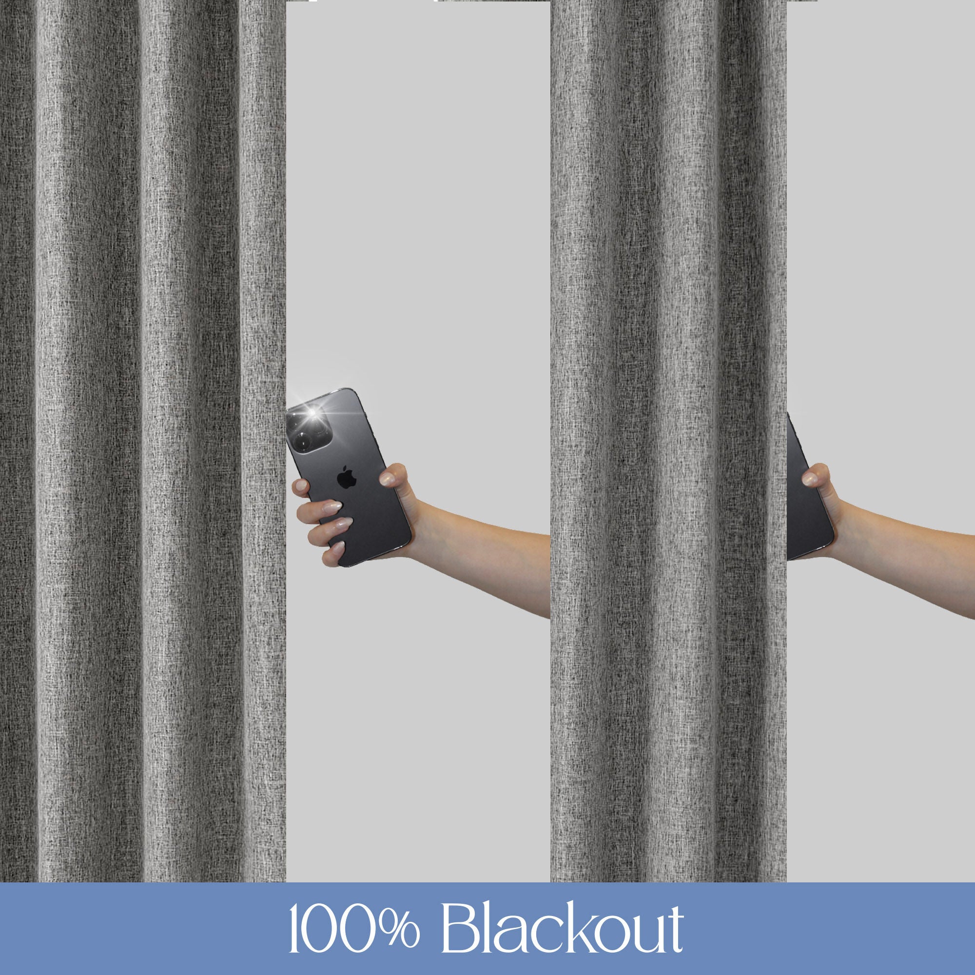 Linen Texture 100% Blackout Grommet Pair, HEATHER DARK GREY, alternate image number 5