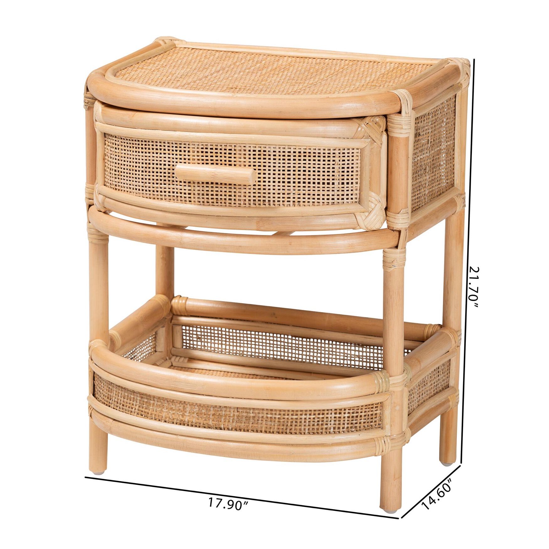 Divitia Bohemian Natural Rattan 1-Drawer Nightstand, , alternate image number 14