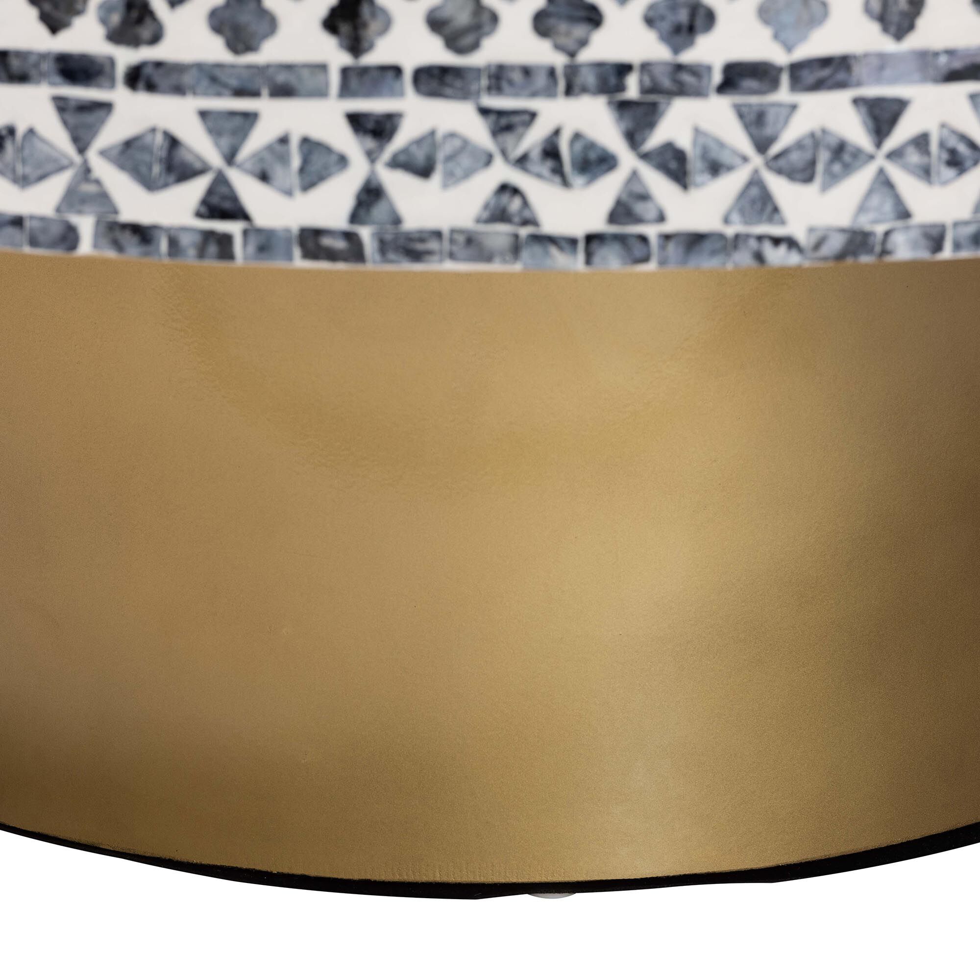 Idra Coastal Black and White Mother of Pearl Capiz Shell Coffee Table, MOSAIC, alternate image number 3