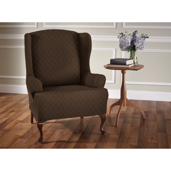 Stretch Newport Wing Chair Slipcover, CHOCOLATE, hi-res image number null