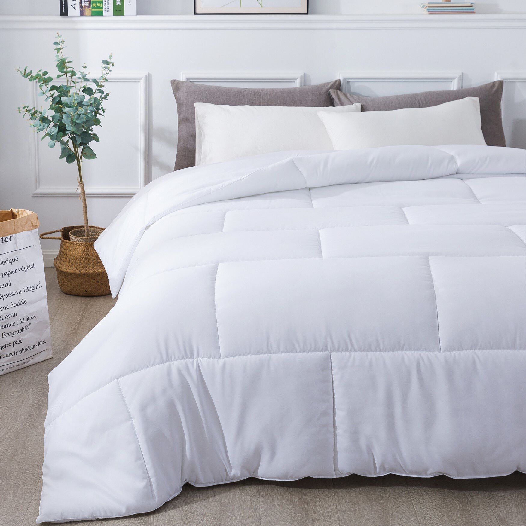 Subway Tile Down Alternative Comforter, White, , on-hover image number 1