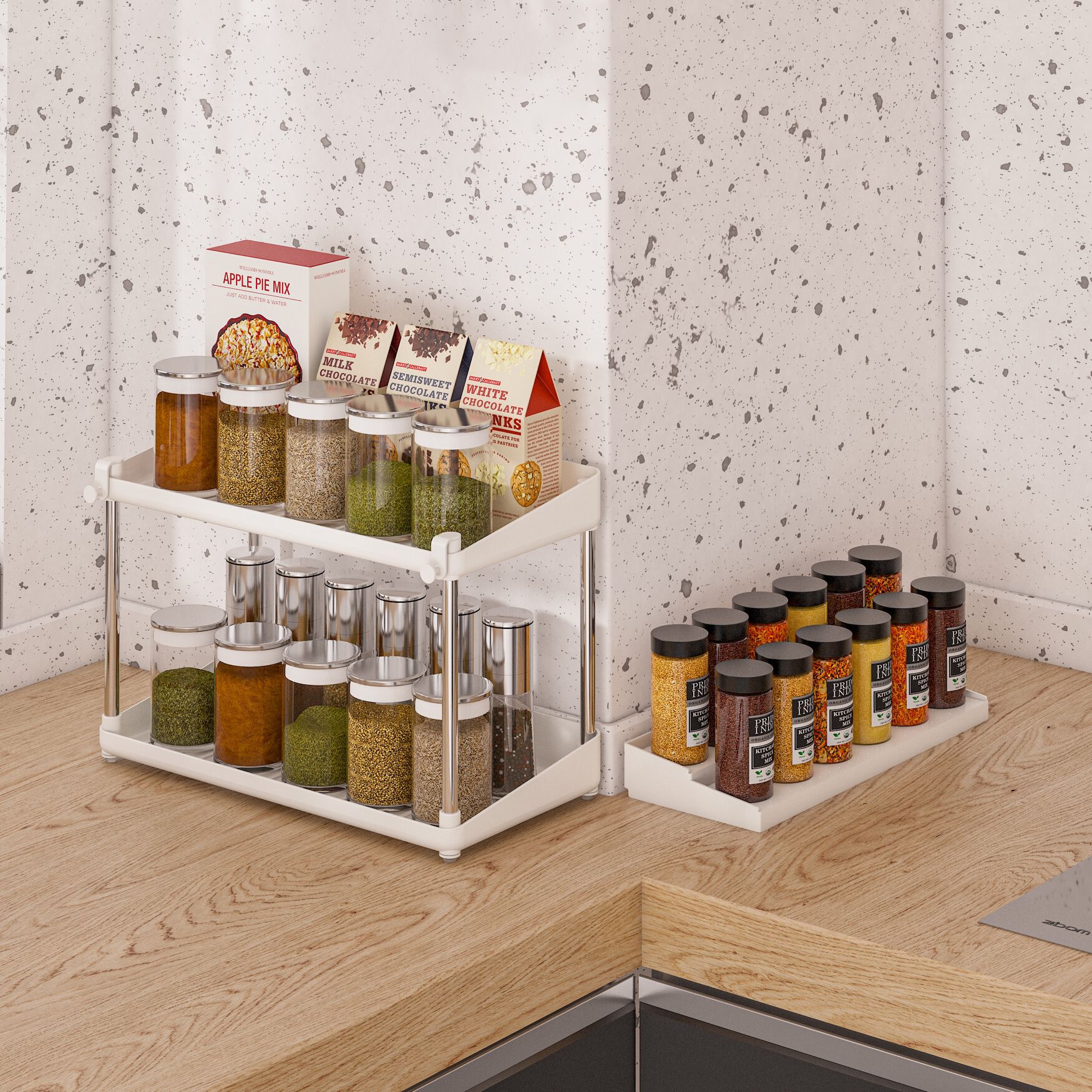 Two Tier Shelf Spice Rack Organizer, , on-hover image number 1