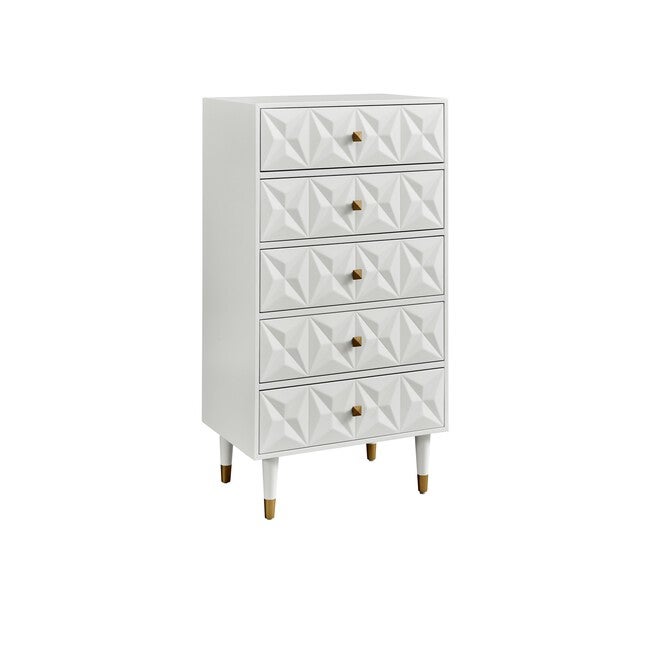 5-Drawer Geo Dresser Chest, WHITE GOLD, hi-res image number 0