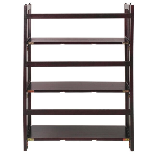 3-Shelf Folding Stackable Bookcase 27.5 inches Wide-Espresso, , alternate image number null