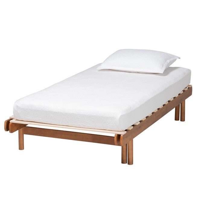 Bolivia Mid-Century Modern Walnut Brown Wood Expandable Twin To King Bed Frame, WALNUT BROWN, hi-res image number 0