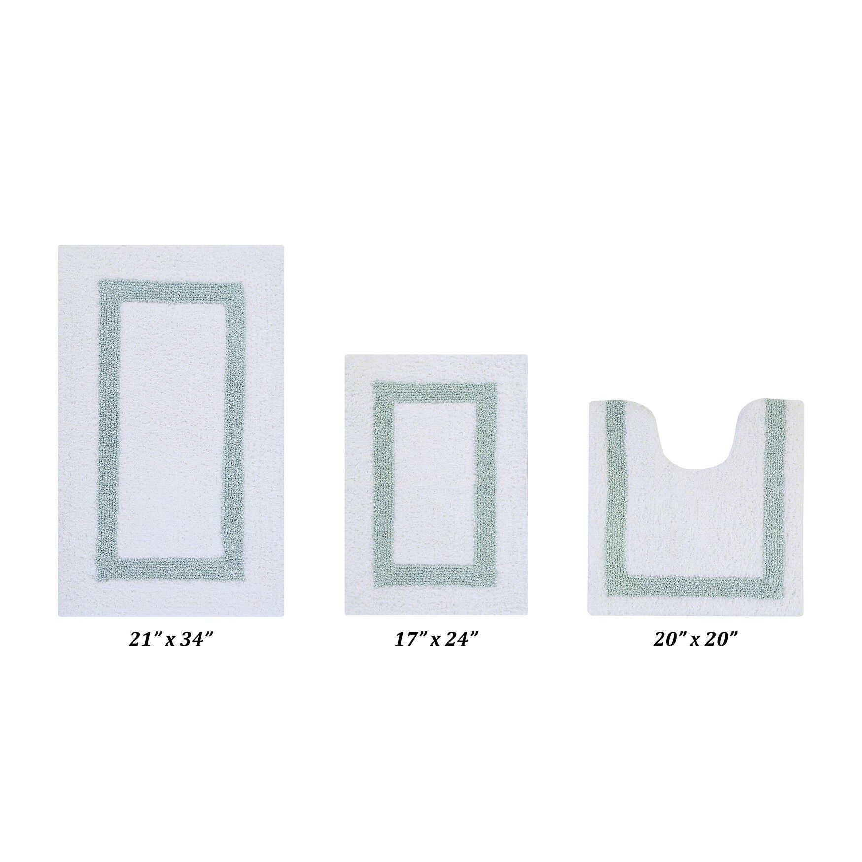 Hotel Collectionis Bath Mat Rug 3 Piece Set (17 inches x 24 inches | 20 inches x 20 inches | 21 inches x 34 inches), WHITE BLUE, hi-res image number 0