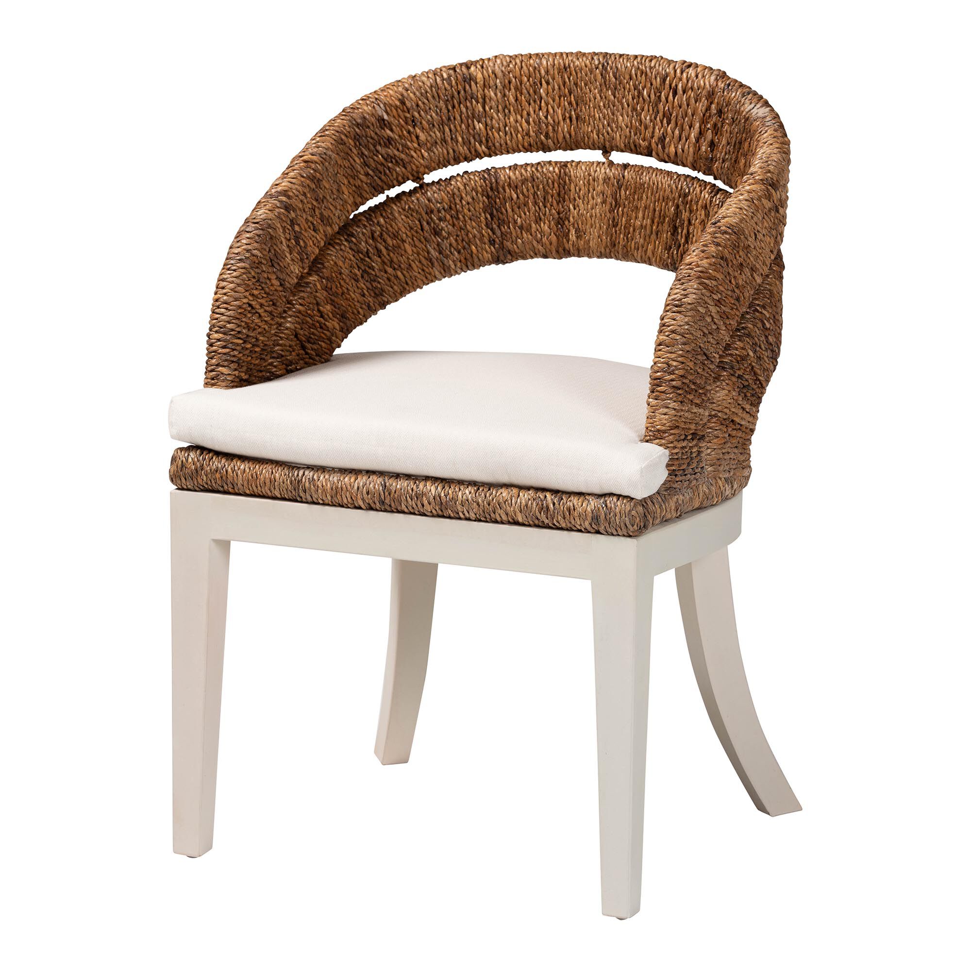 Ubud Bohemian Natural Seagrass and Mahogany Wood Dining Chair, NATURAL, alternate image number 1