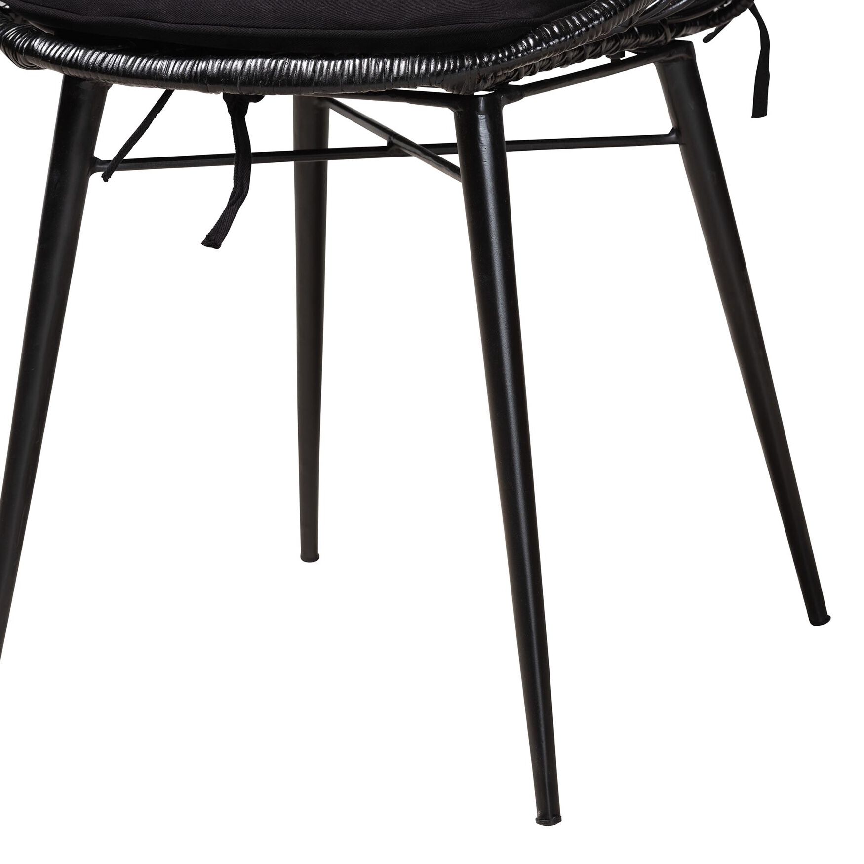 Sabelle Modern Bohemian Black Finished Rattan And Metal Dining Chair, , alternate image number 4