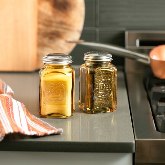 Retro Glass Salt & Pepper Set - Amber, , alternate image number null