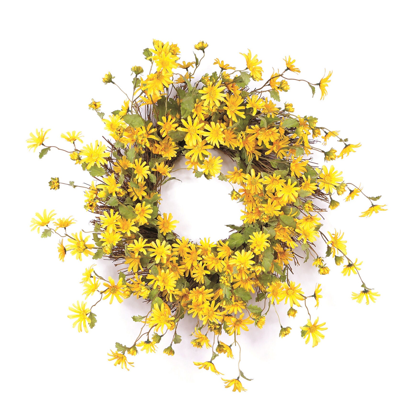 Daisy Floral Wreath 23 inchesD, YELLOW, hi-res image number 0