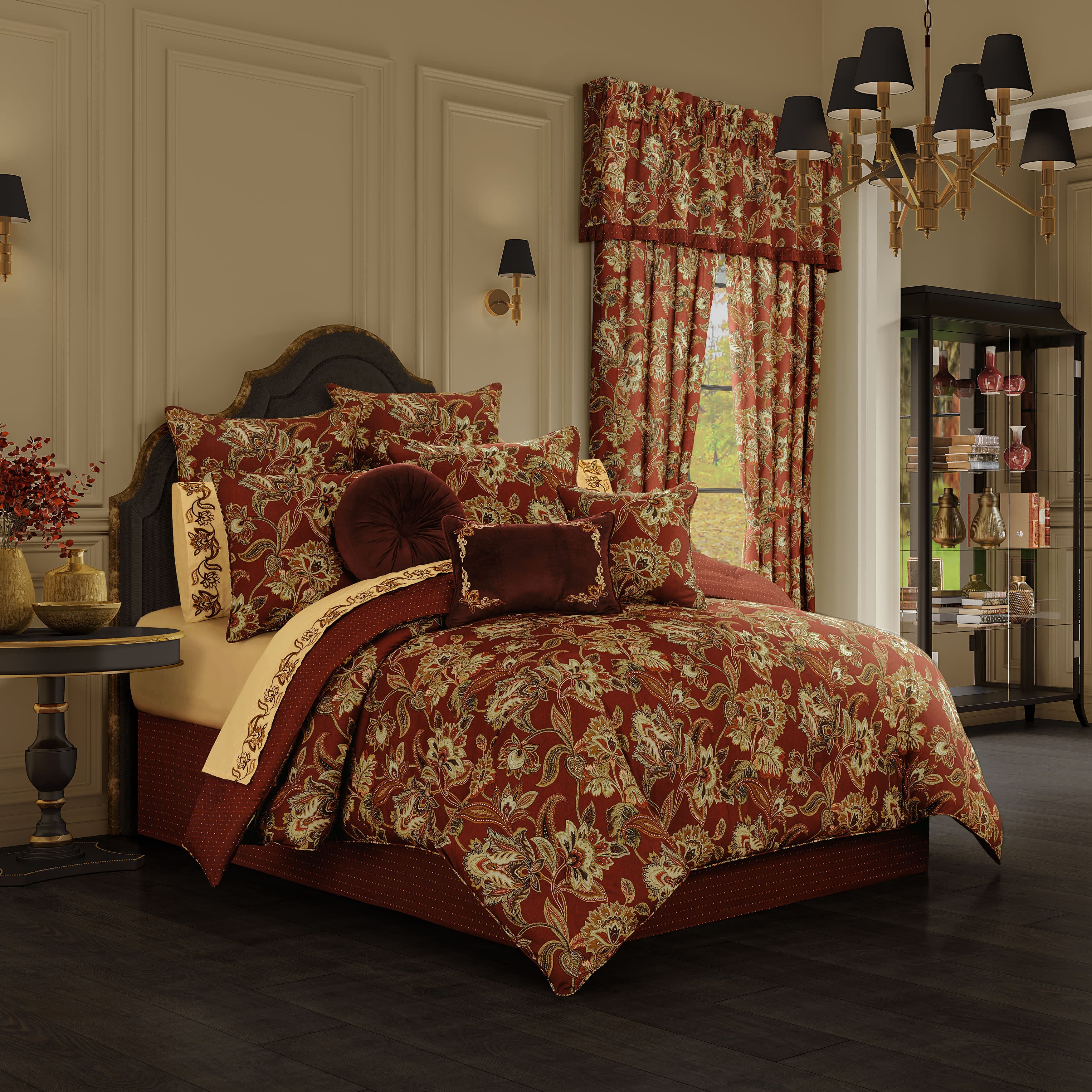 Montecito Red 4 Piece Comforter Set, RED, hi-res image number 0