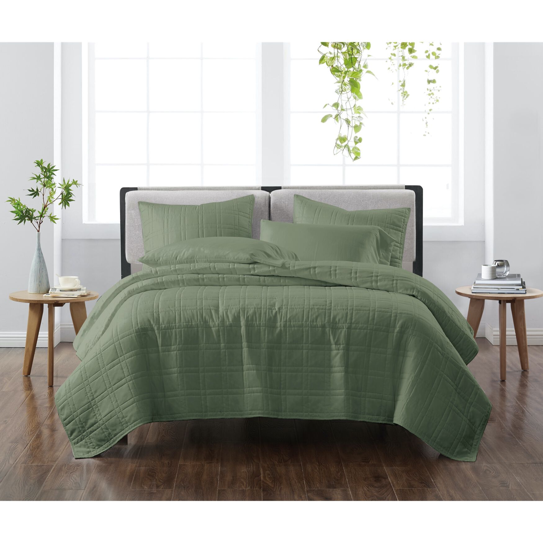 Heritage Solid Quilt Set, GREEN, hi-res image number 0