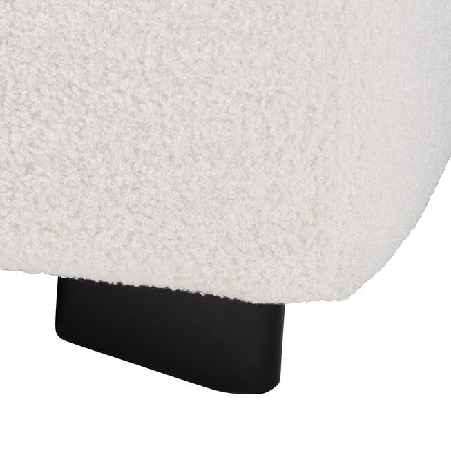 Athena Modern And Contemporary Ivory Boucle Upholstered And Black Finished Wood Square Ottoman, , alternate image number null
