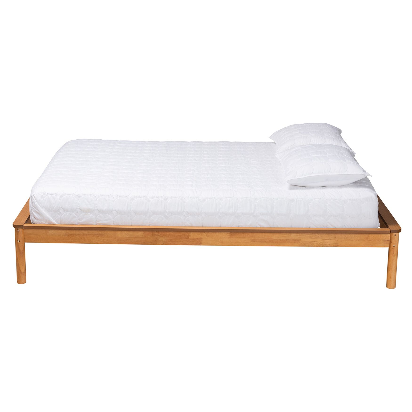 Efren Mid-Century Modern Honey Oak Finished Wood Full Size Bed Frame, , on-hover image number 1