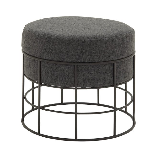 Dark Grey Metal Contemporary Stool, GREY, hi-res image number null