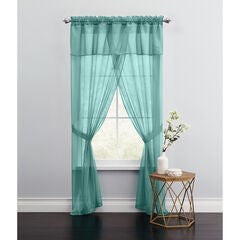 BH Studio Sheer Voile 5-Pc. One-Rod Curtain Set