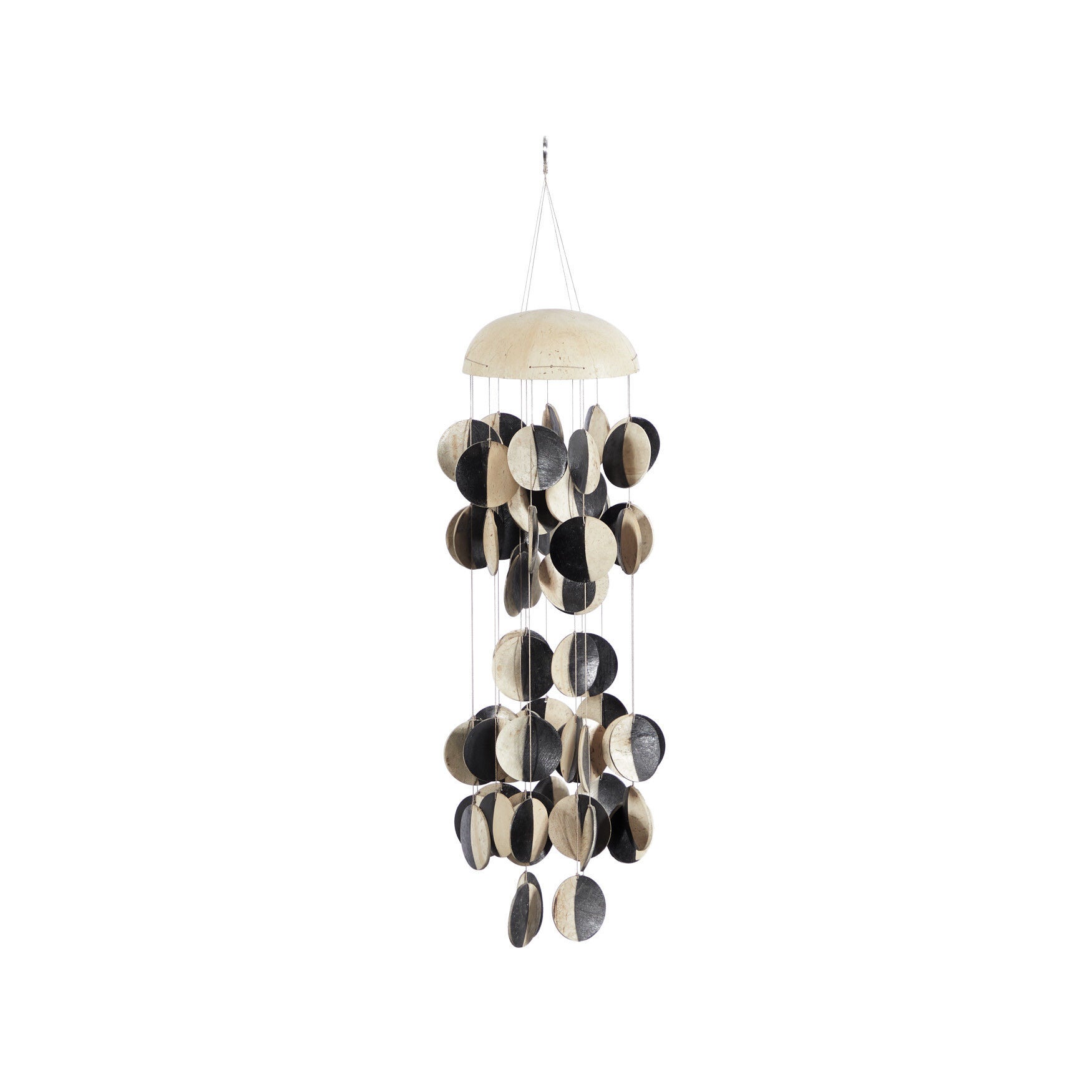 Black And Cream Coconut Shells Coastal Windchime, , on-hover image number 1