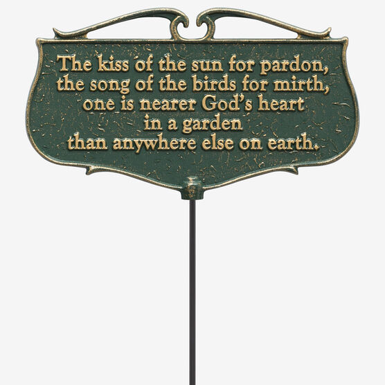 The Kiss of the Sun Garden Poem Sign, GREEN GOLD, hi-res image number null